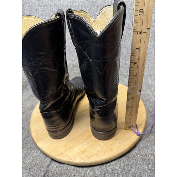 Justin Roper Boots Mens Size 7 Black Leather Western Cowboy Made USA L2703 - Picture 5 of 9